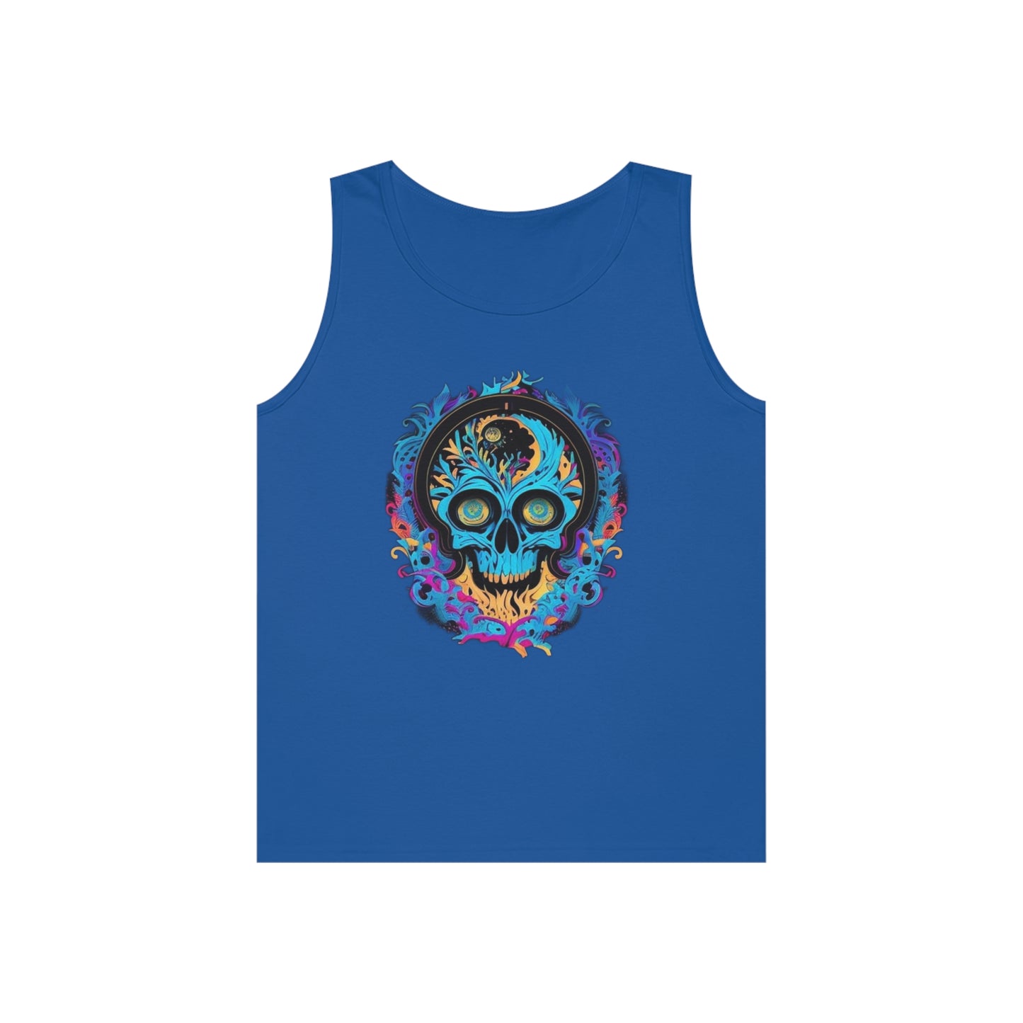 bright blue sugar skull Unisex Heavy Cotton Tank Top