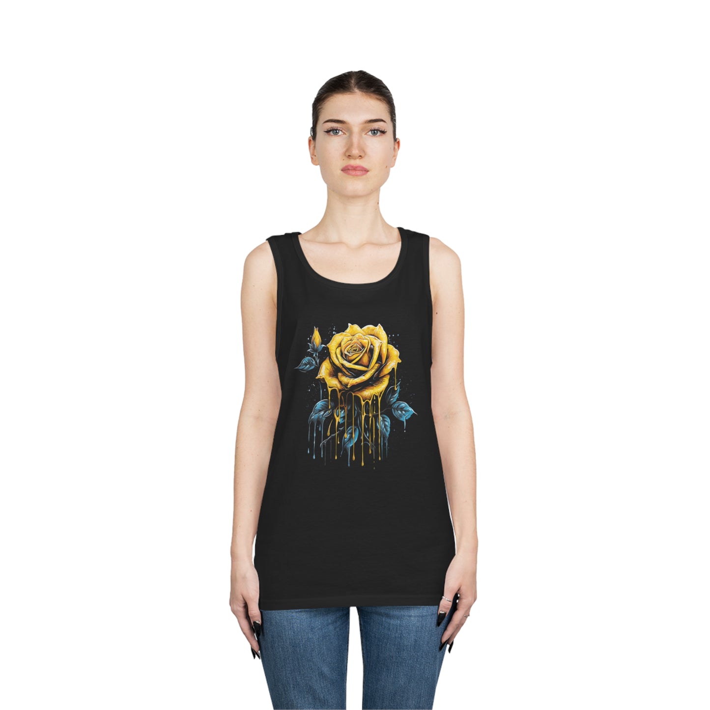 melting yellow rose colorful trippy Unisex Heavy Cotton Tank Top