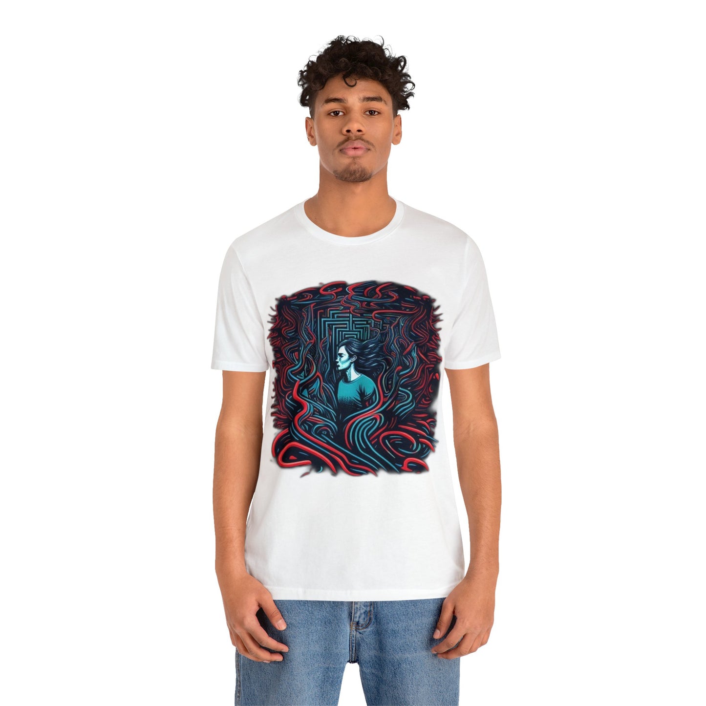 introspective colorful trippy lost in maze Unisex Jersey Short Sleeve Tee