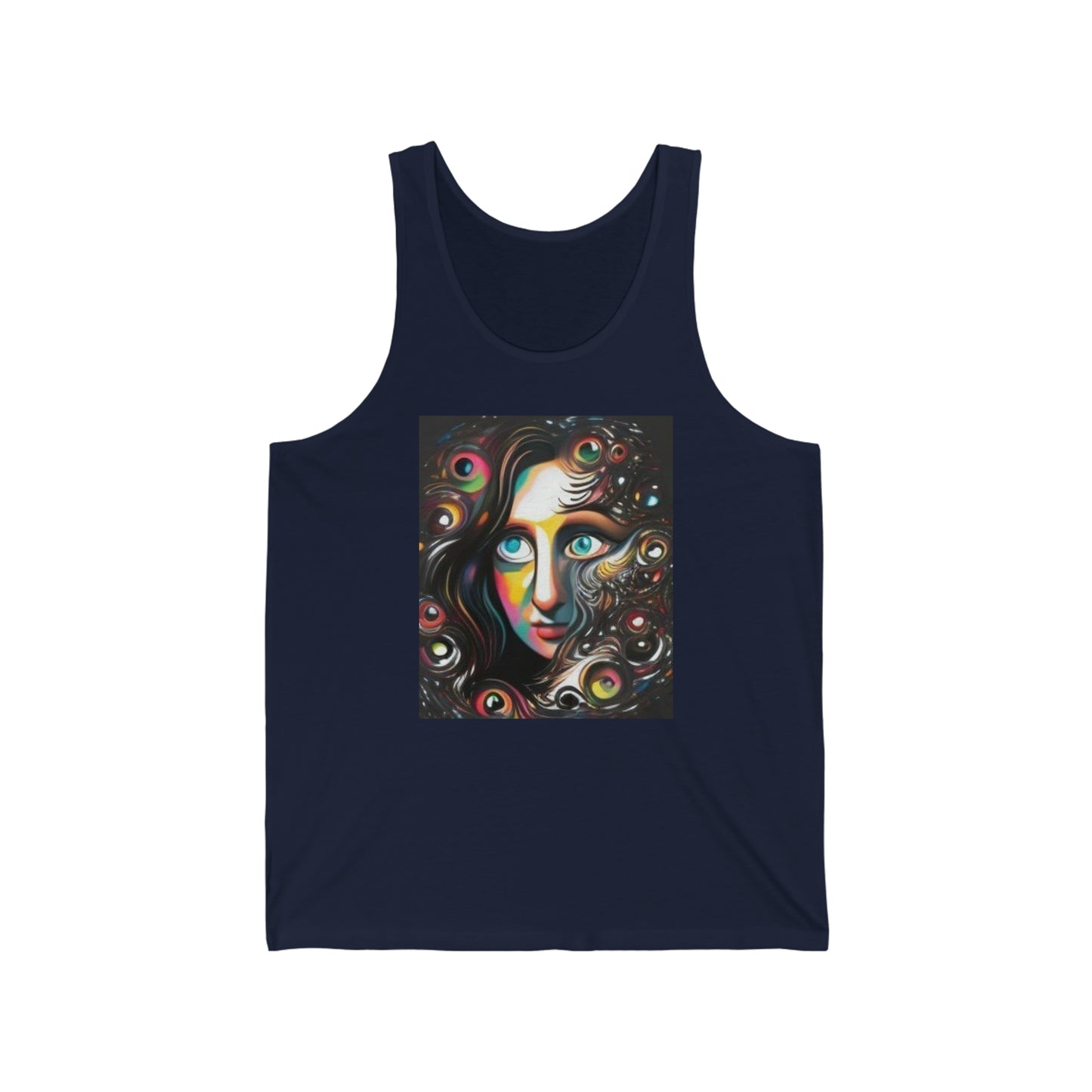 mona lisa trippy colorful Unisex Jersey Tank