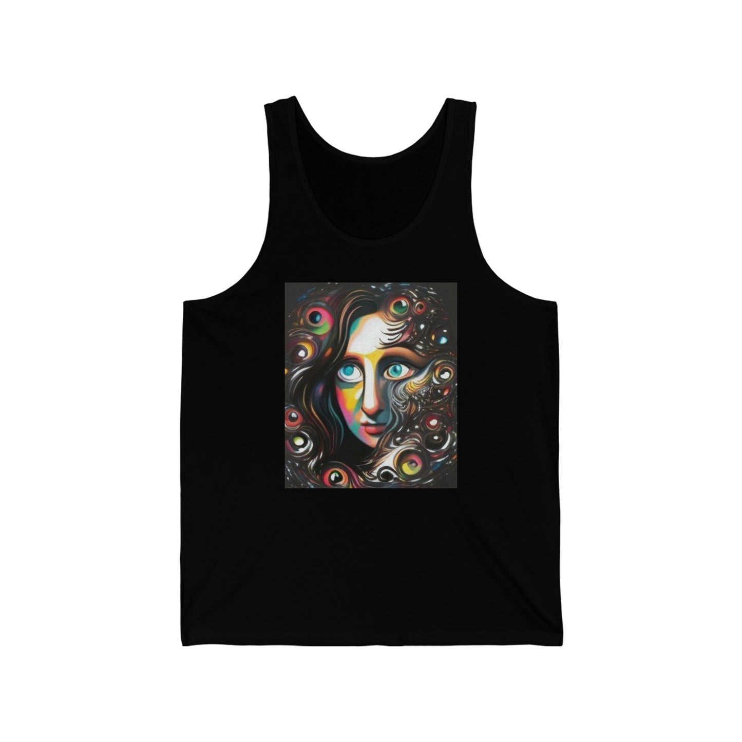 mona lisa trippy colorful Unisex Jersey Tank