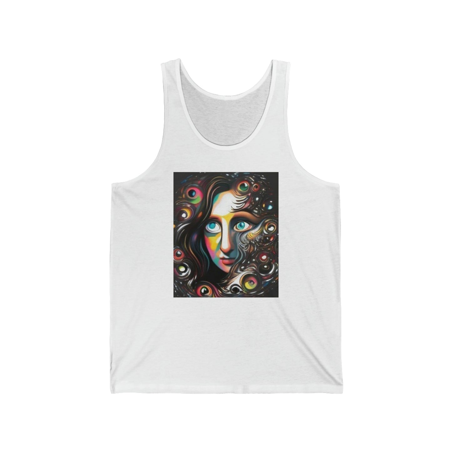 mona lisa trippy colorful Unisex Jersey Tank