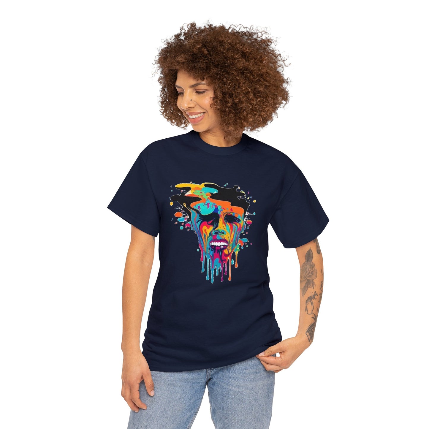 melting face colorful trippy Unisex Heavy Cotton Tee