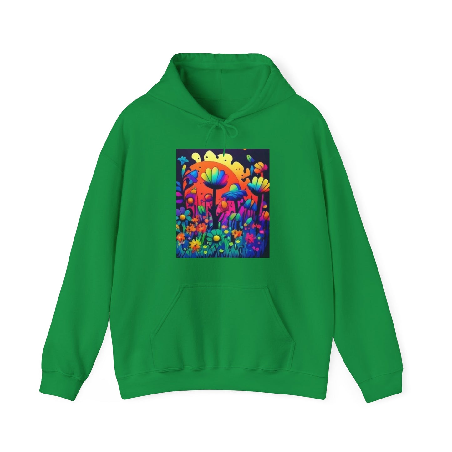 70's style trippy flowers Unisex Heavy Blend™ Hooded Sweatshirt