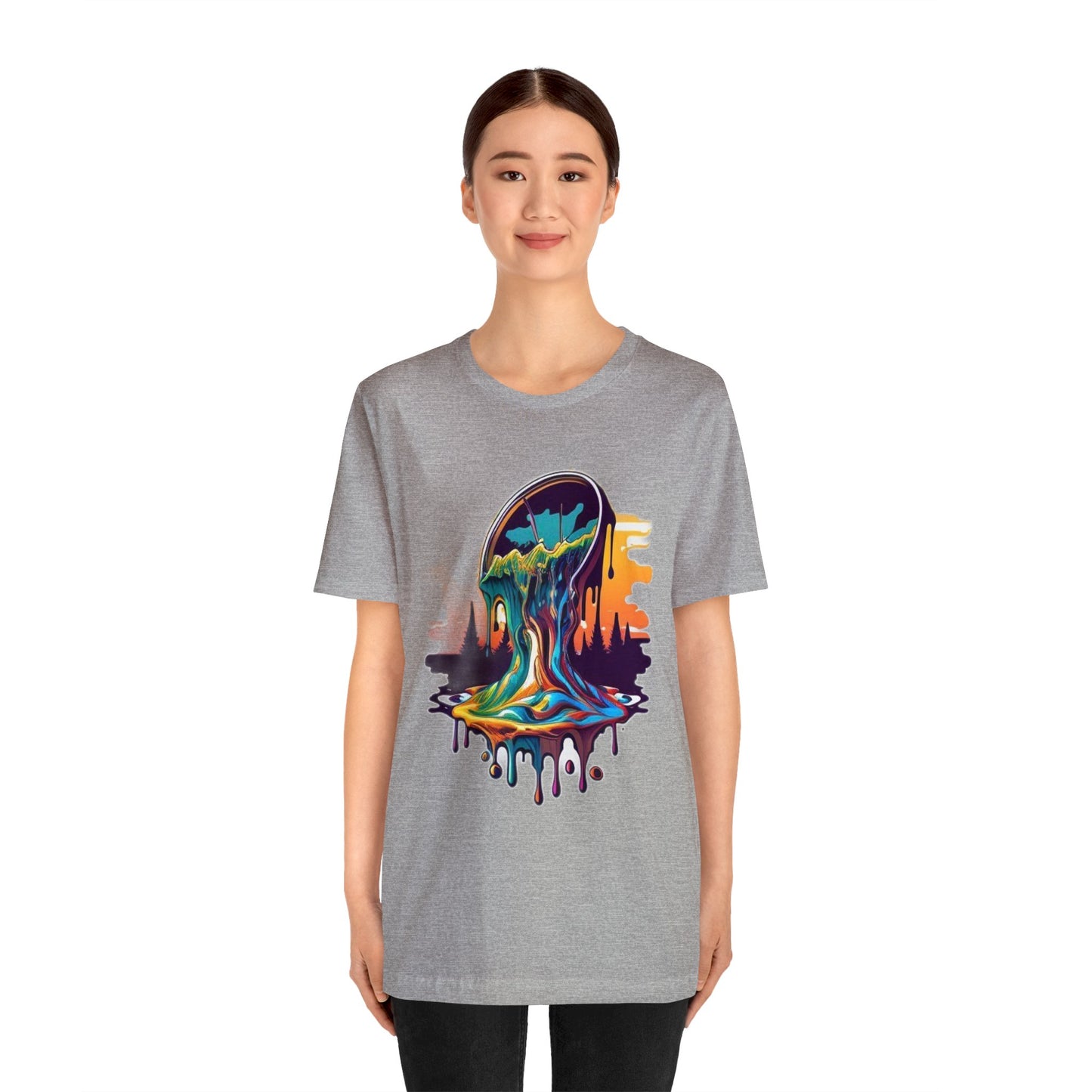 melting clock trippy colorful Unisex Jersey Short Sleeve Tee