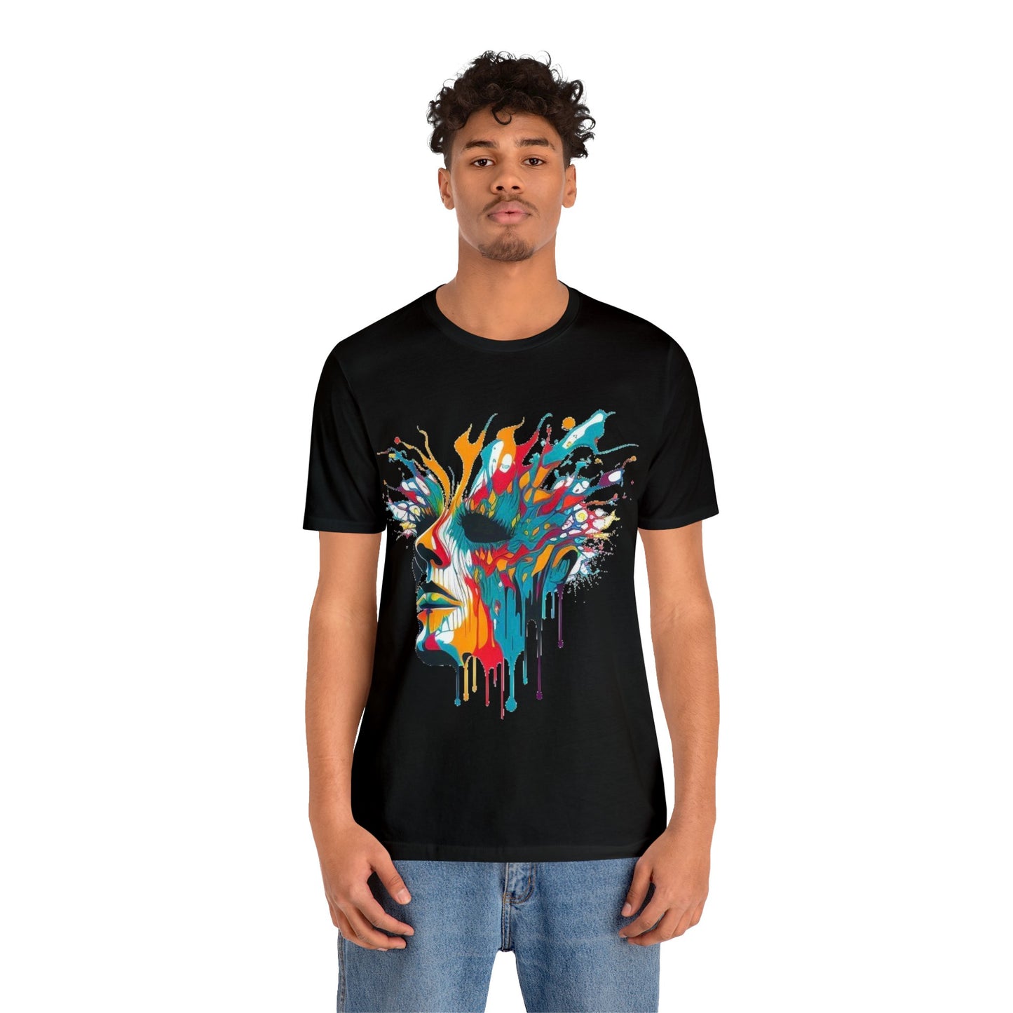 melting face trippy colorful Unisex Jersey Short Sleeve Tee