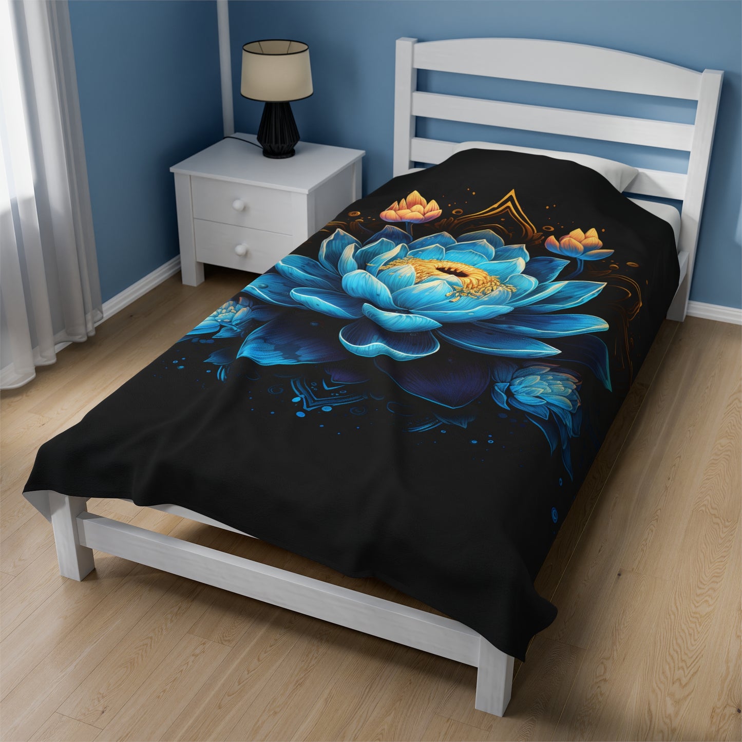 blue lotus colorful Velveteen Plush Blanket