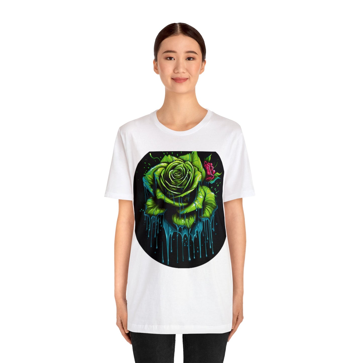 melting green rose colorful trippy Unisex Jersey Short Sleeve Tee