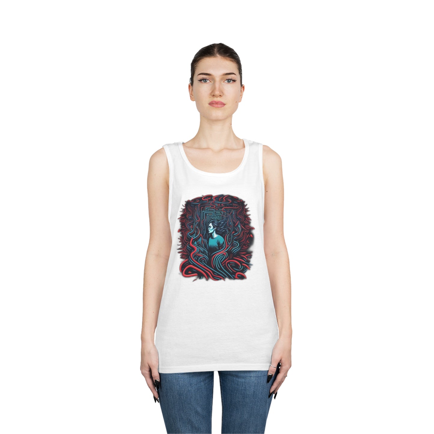 introspective colorful trippy lost in maze Unisex Heavy Cotton Tank Top