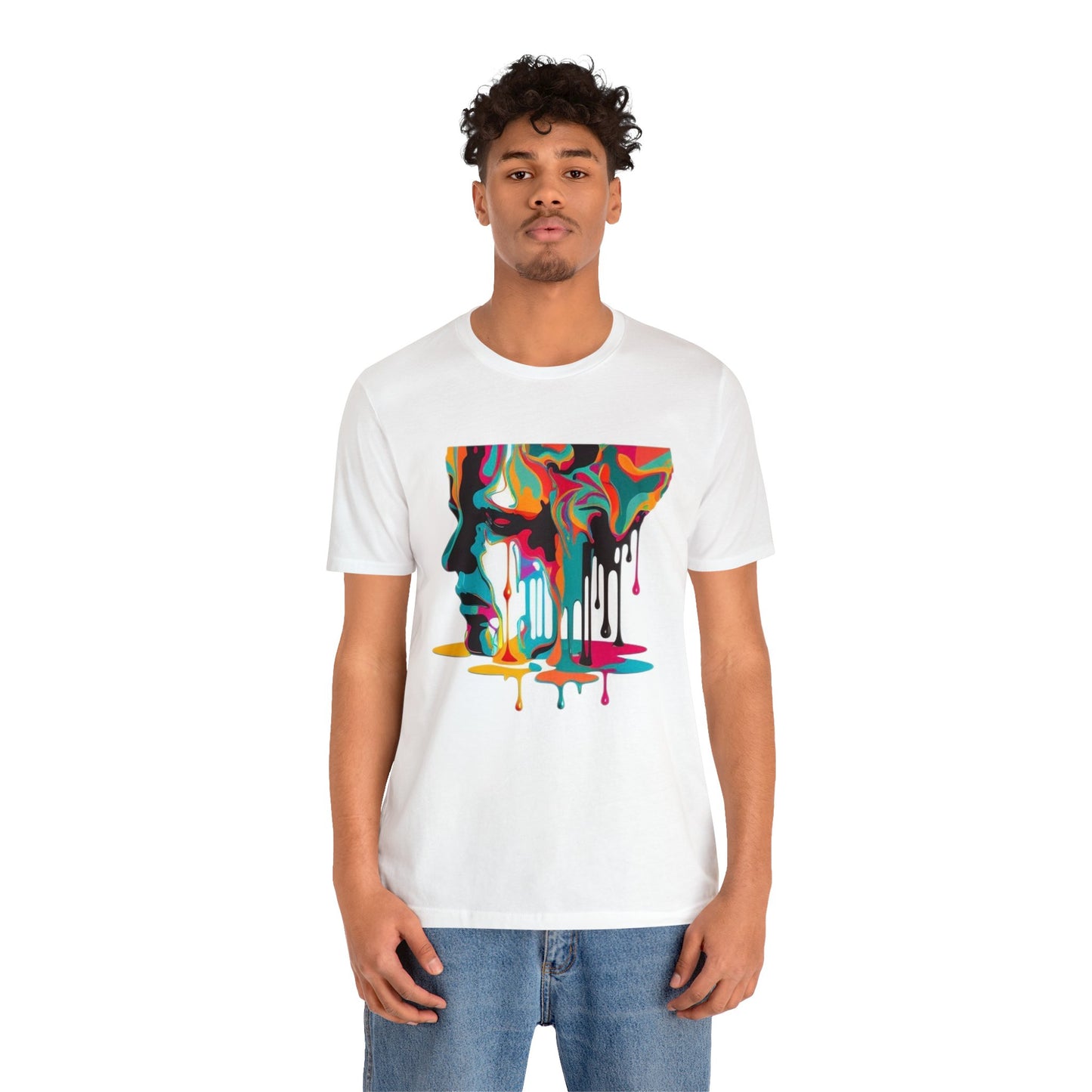 melting face colorful trippy Unisex Jersey Short Sleeve Tee