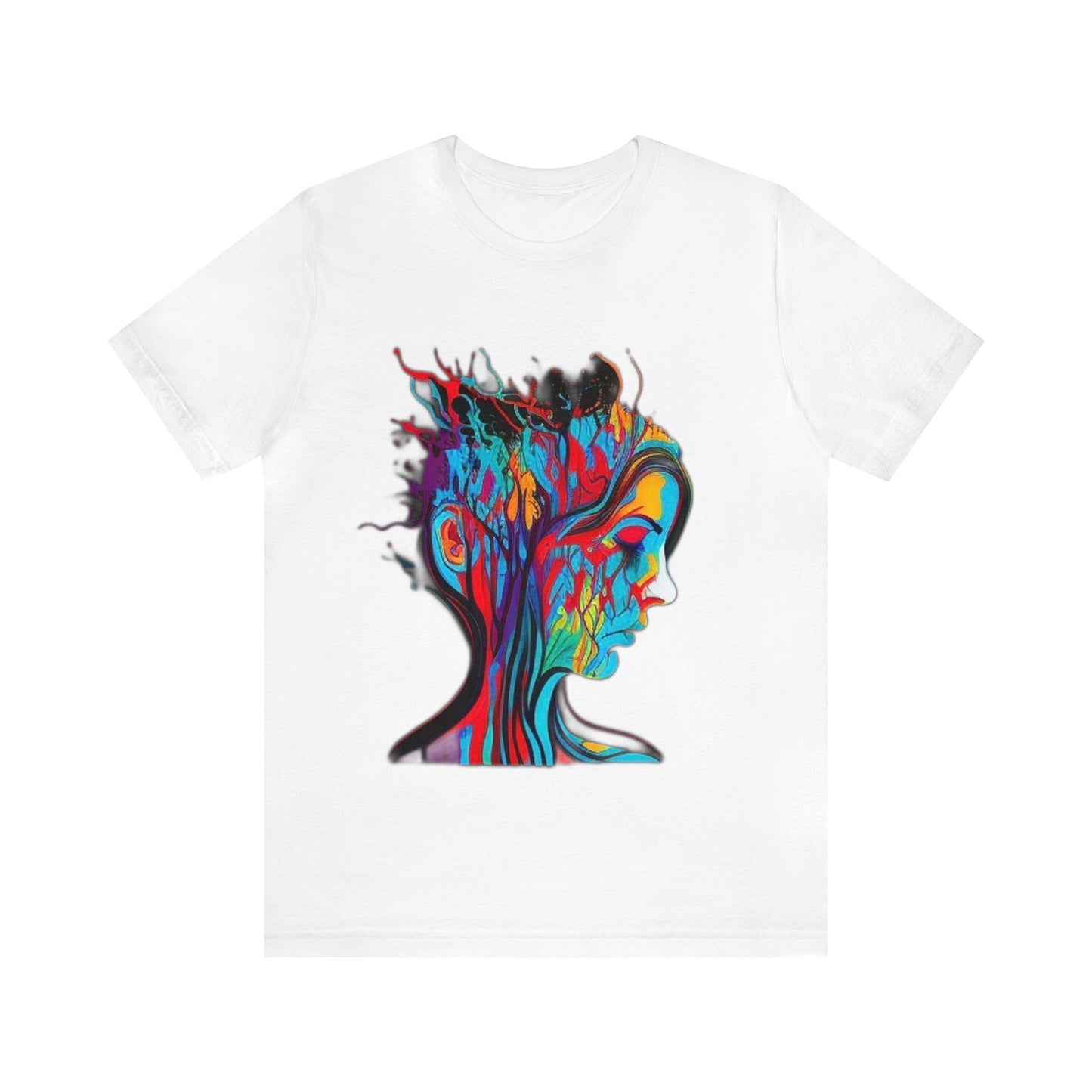 introspective colorful trippy sad face Unisex Jersey Short Sleeve Tee