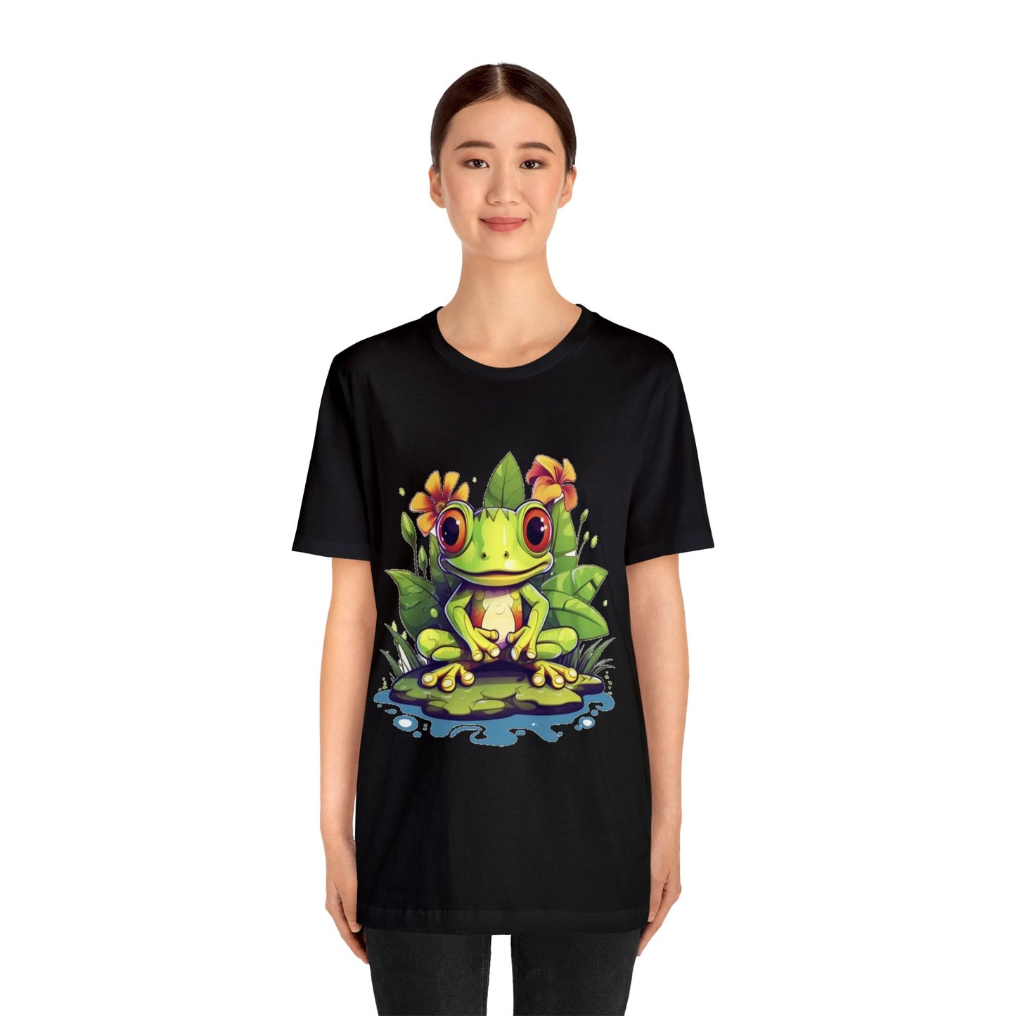 cute frog Lilly pad Unisex Jersey Short Sleeve Tee