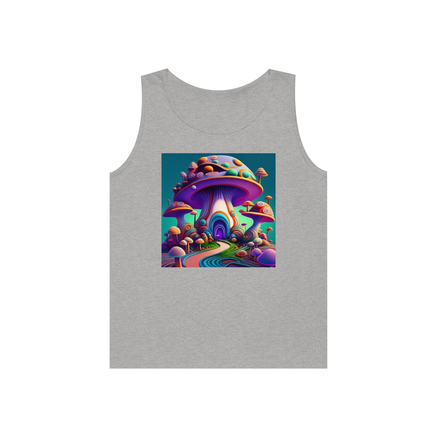 colorful trippy mushroom Unisex Heavy Cotton Tank Top