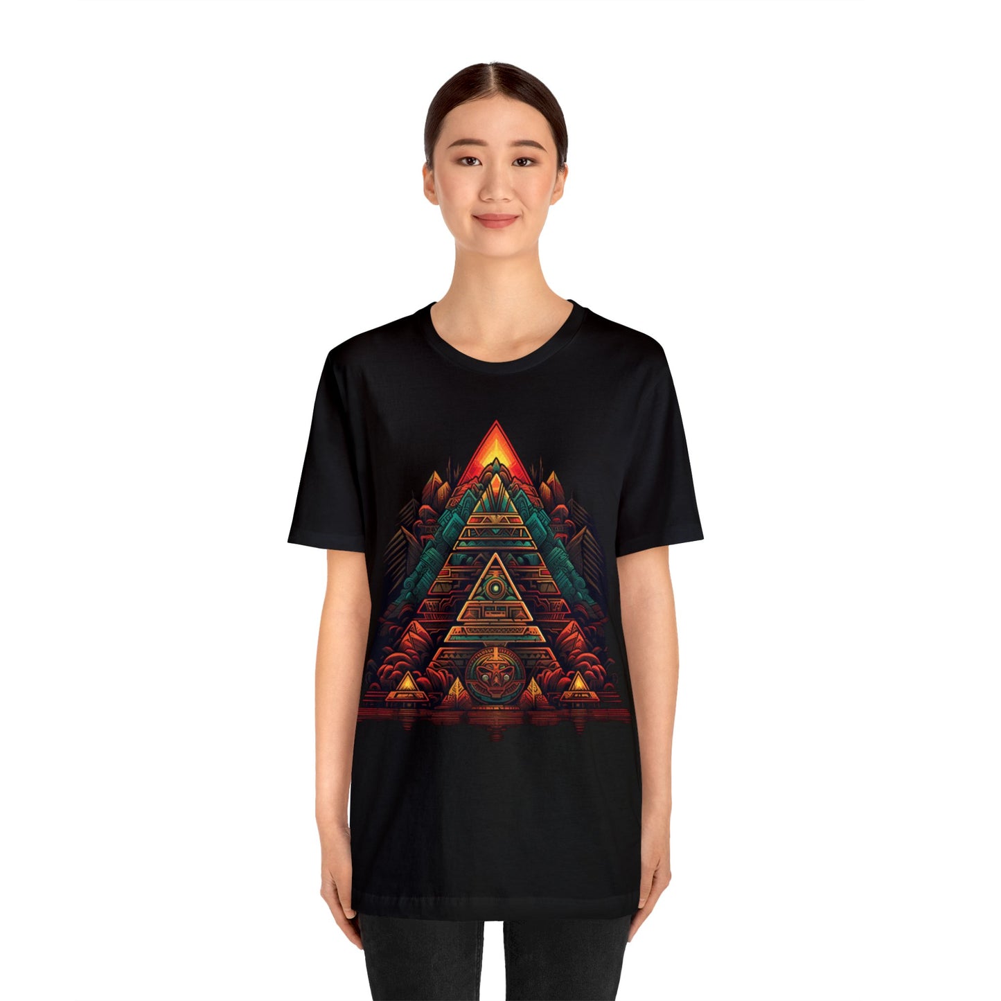 sacred geometry pyramid colorful Unisex Jersey Short Sleeve Tee