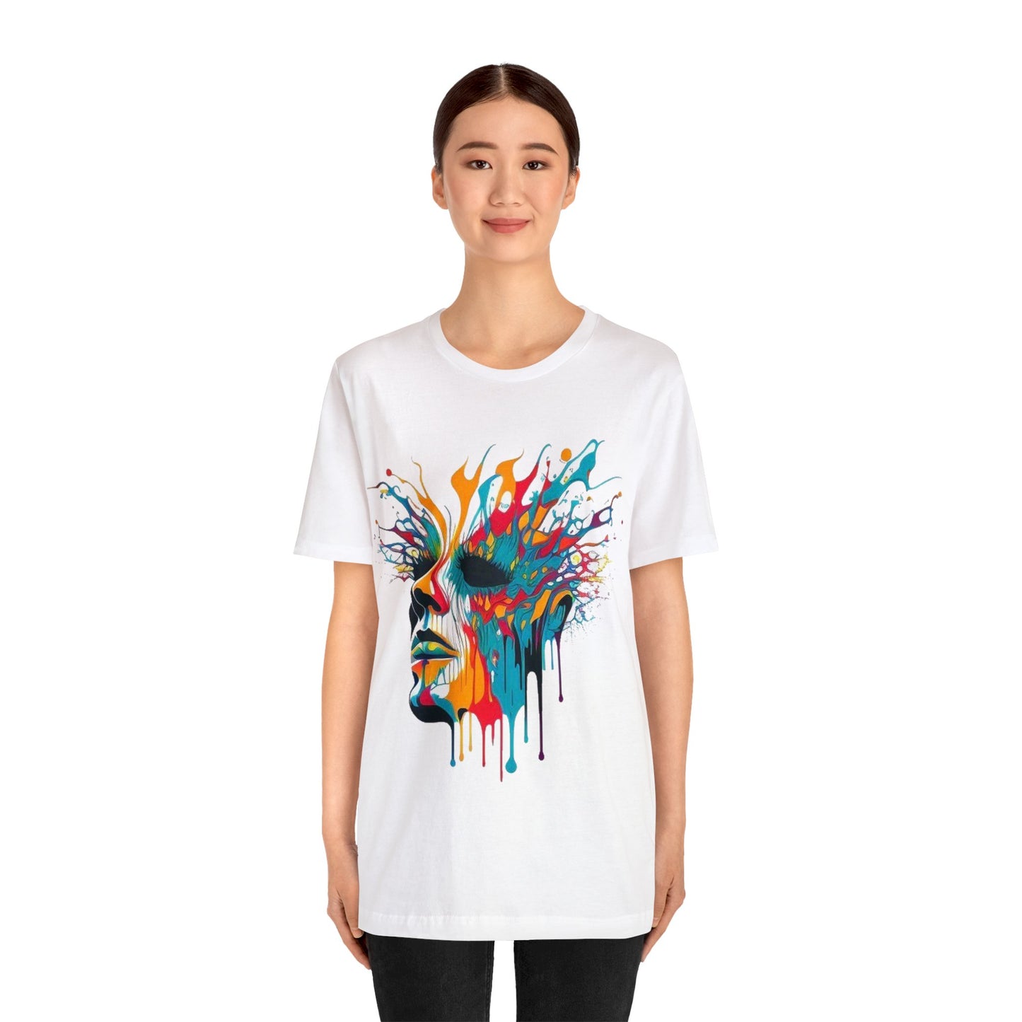 melting face trippy colorful Unisex Jersey Short Sleeve Tee