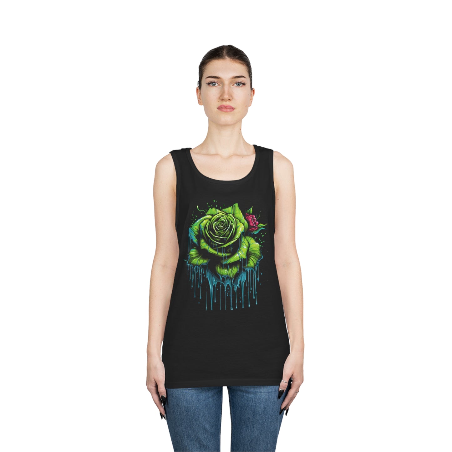 melting green rose colorful trippy Unisex Heavy Cotton Tank Top