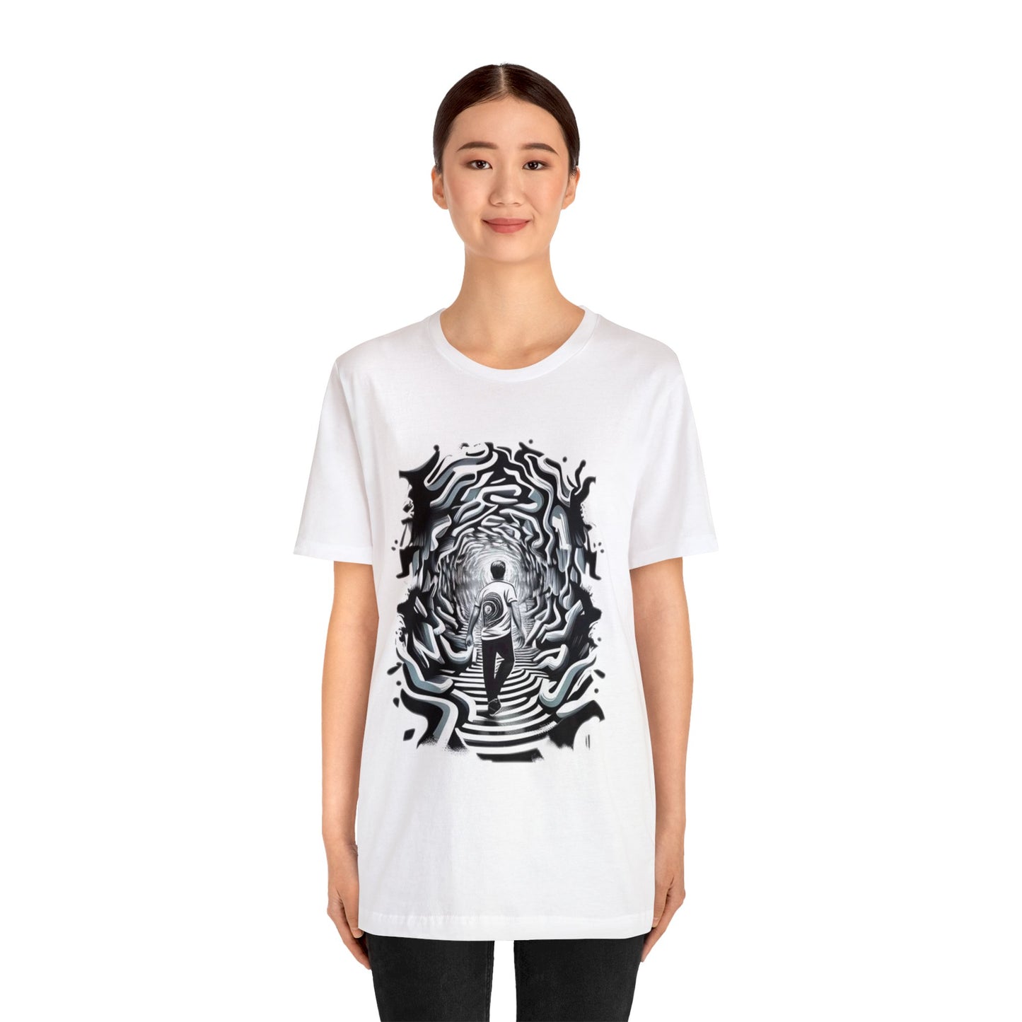 black and white void trippy Unisex Jersey Short Sleeve Tee