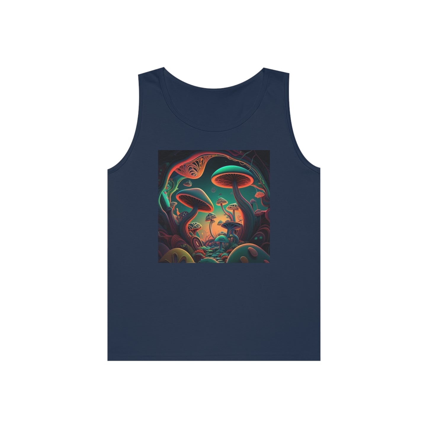 mushroom scenery trippy colorful Unisex Heavy Cotton Tank Top