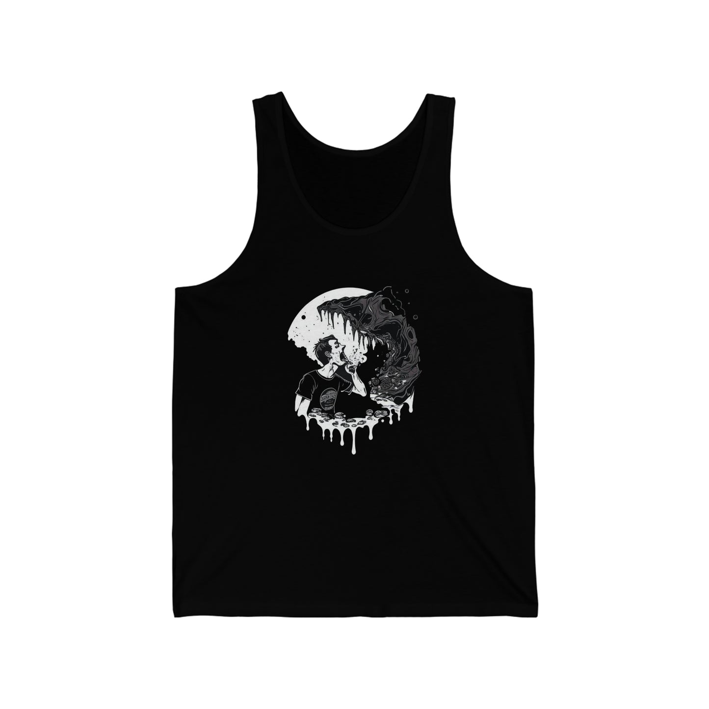 consumed melting black and white trippy Unisex Jersey Tank