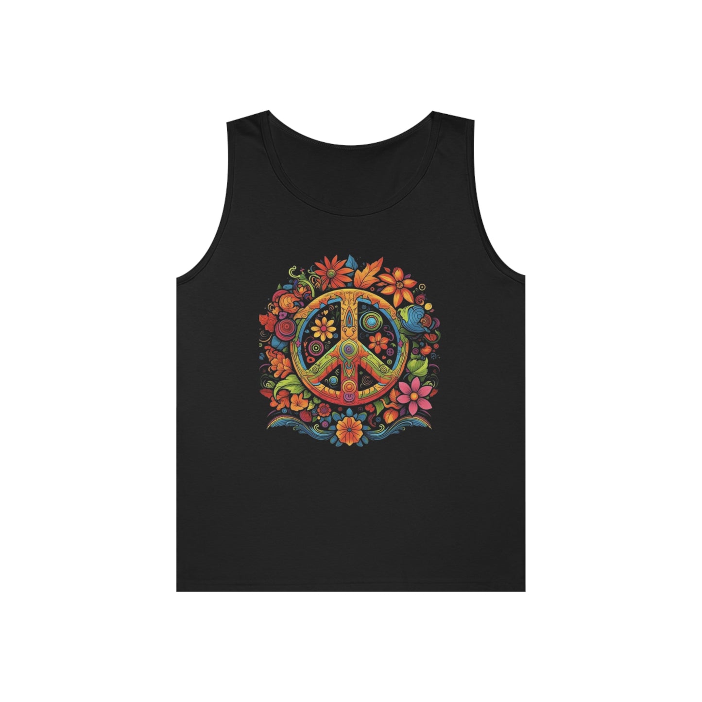 peace symbol colorful trippy Unisex Heavy Cotton Tank Top