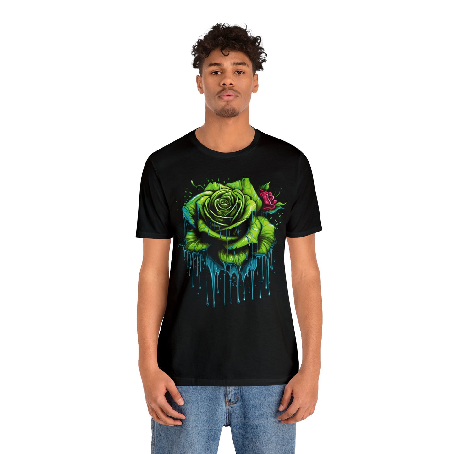 melting green rose colorful trippy Unisex Jersey Short Sleeve Tee