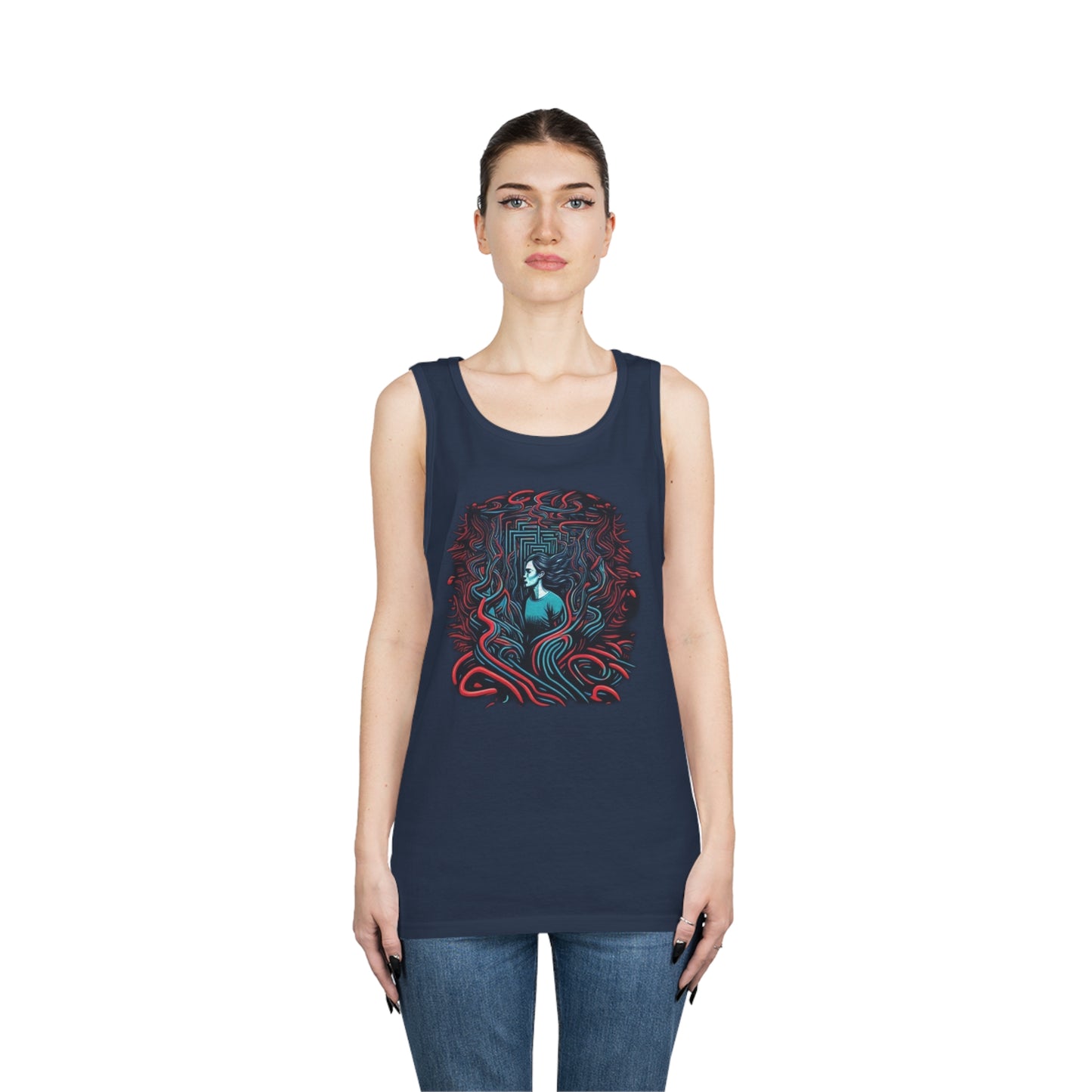 introspective colorful trippy lost in maze Unisex Heavy Cotton Tank Top