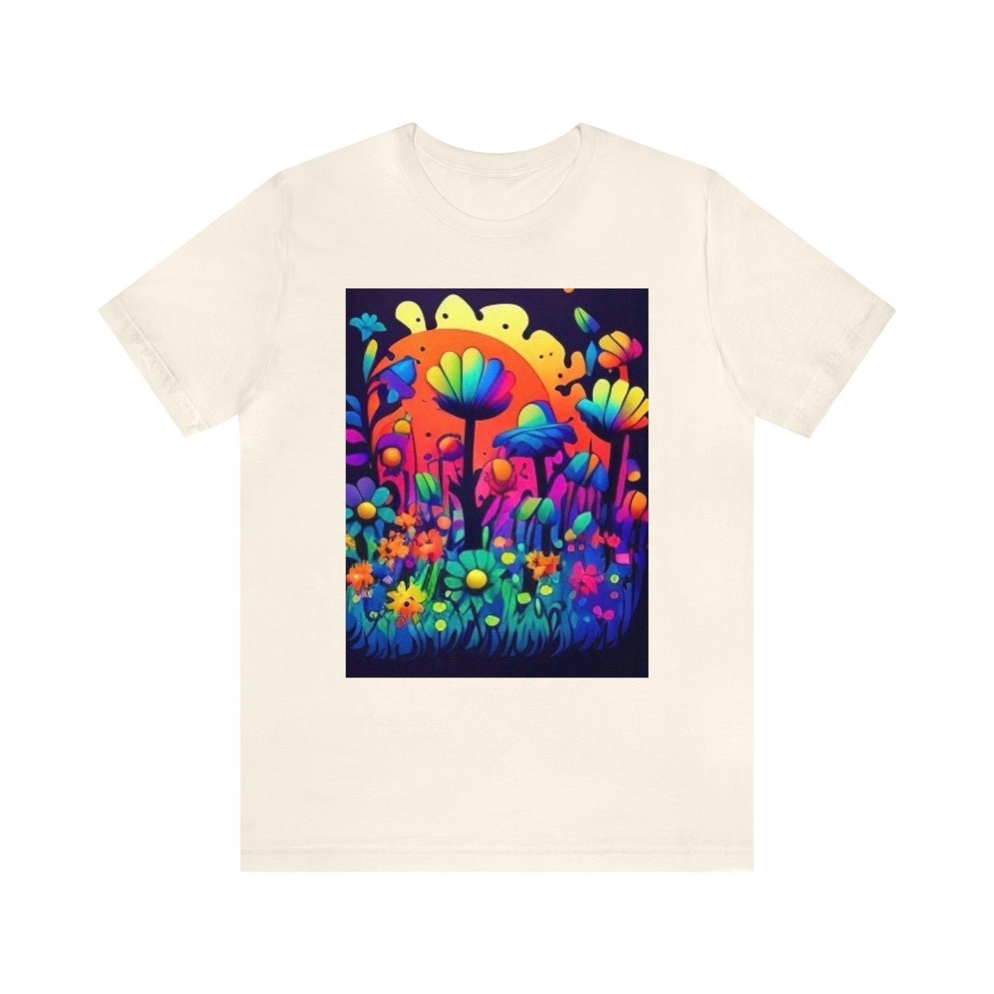 70's style trippy flowers Unisex Jersey Short Sleeve Tee