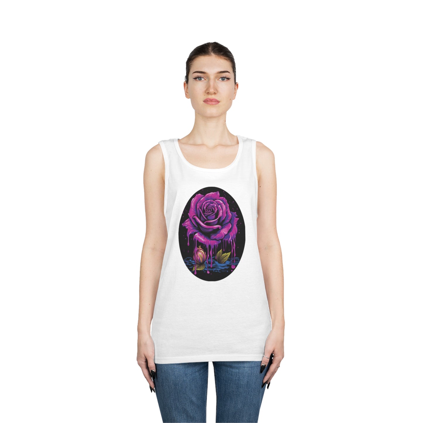 melting purple rose colorful trippy Unisex Heavy Cotton Tank Top