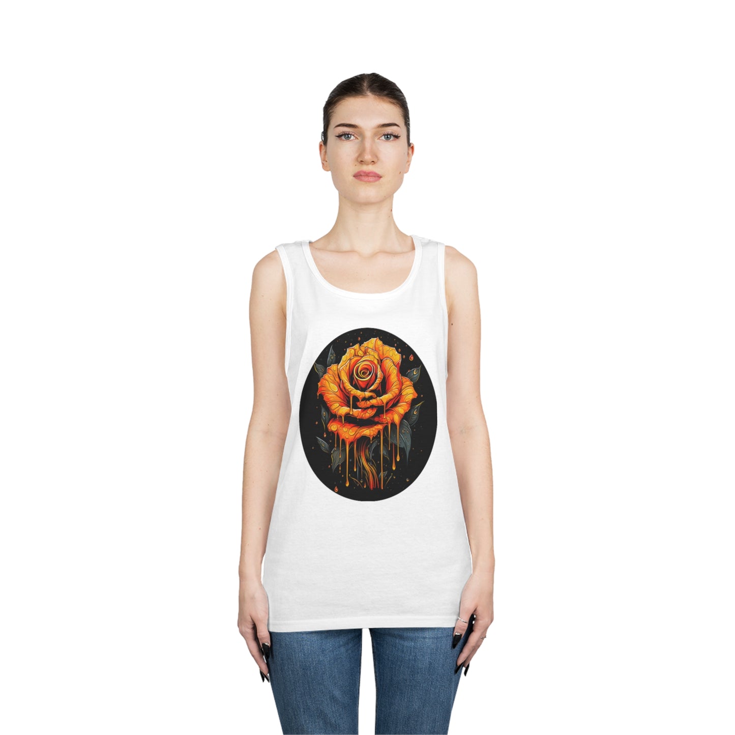 melting orange rose colorful trippy Unisex Heavy Cotton Tank Top