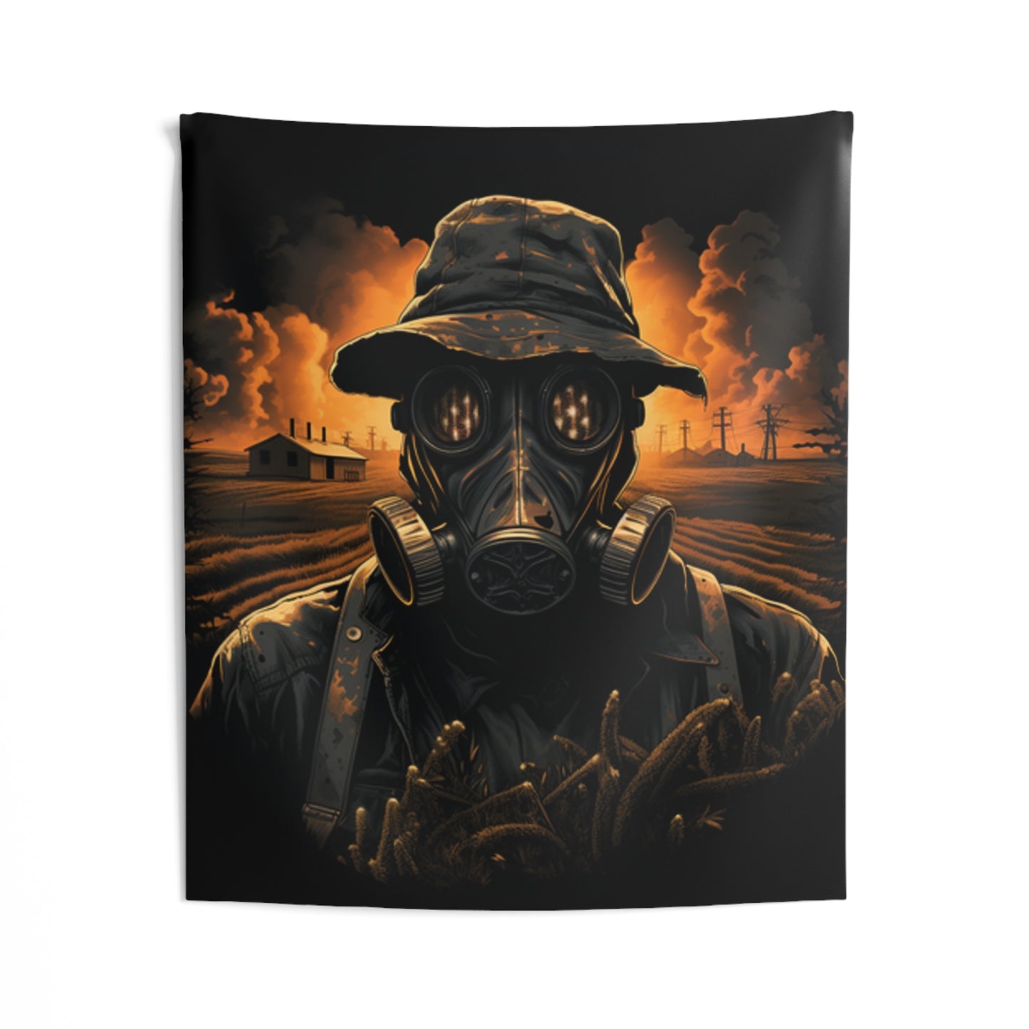 gas mask apocalyptic farmer Indoor Wall Tapestries