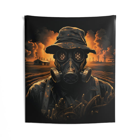 gas mask apocalyptic farmer Indoor Wall Tapestries