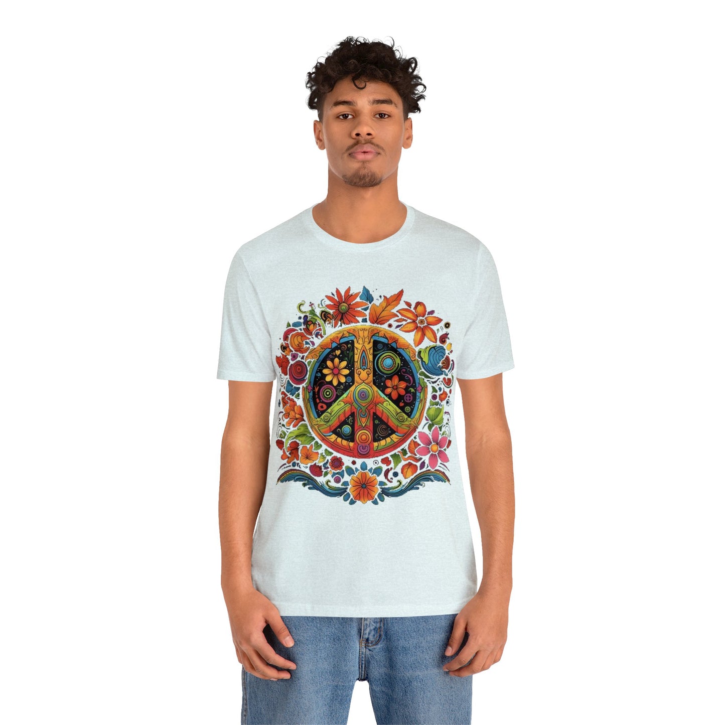 peace symbol colorful trippy Unisex Jersey Short Sleeve Tee