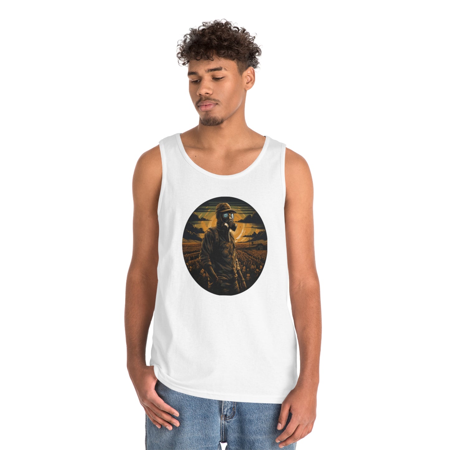 gas mask apocalyptic farmer Unisex Heavy Cotton Tank Top