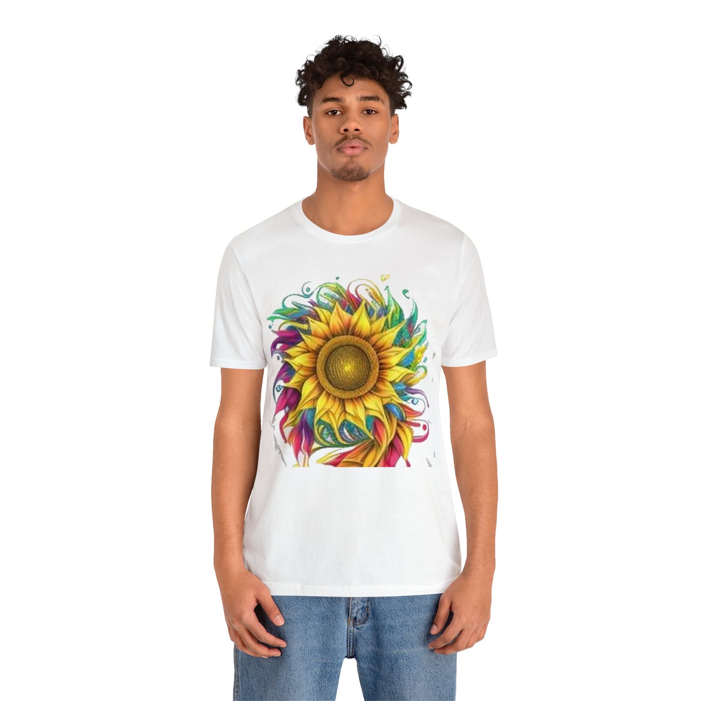 sunflower swirl colorful trippy Unisex Jersey Short Sleeve Tee