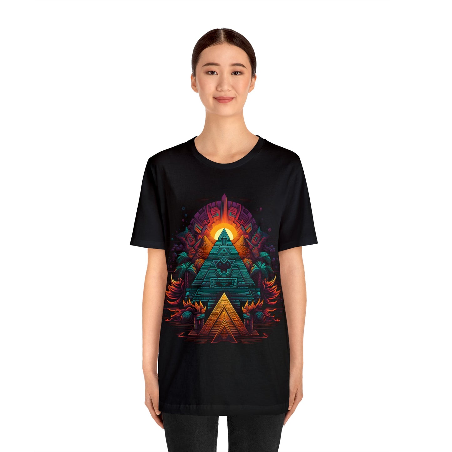 sacred geometry pyramid colorful Unisex Jersey Short Sleeve Tee