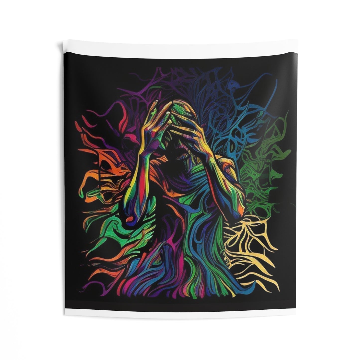 introspective trippy colorful Indoor Wall Tapestries