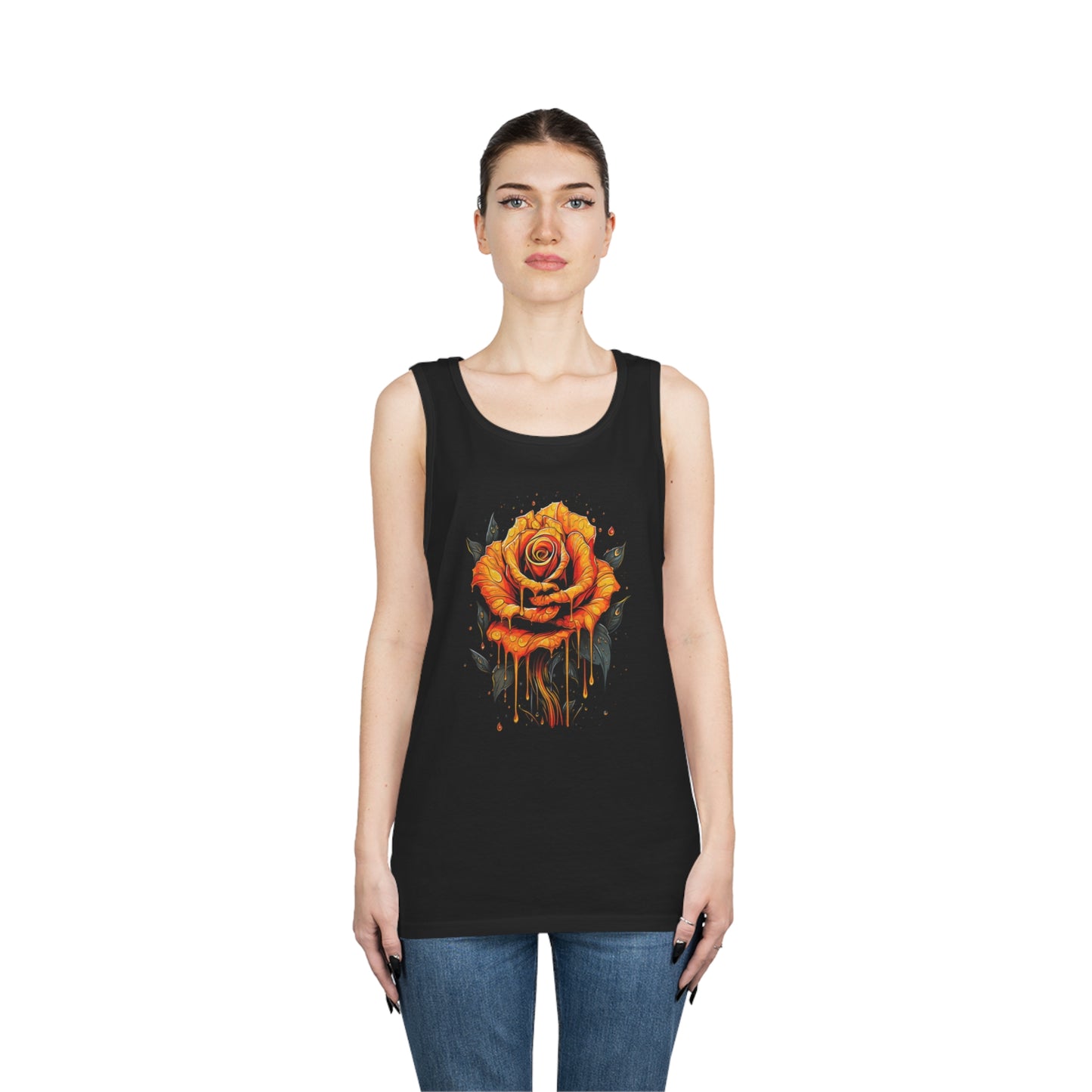 melting orange rose colorful trippy Unisex Heavy Cotton Tank Top