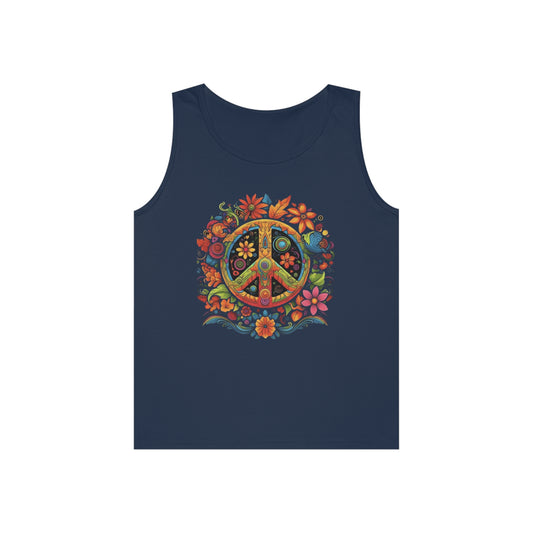 peace symbol colorful trippy Unisex Heavy Cotton Tank Top