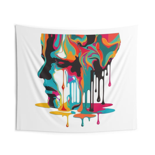 melting face colorful trippy Indoor Wall Tapestries