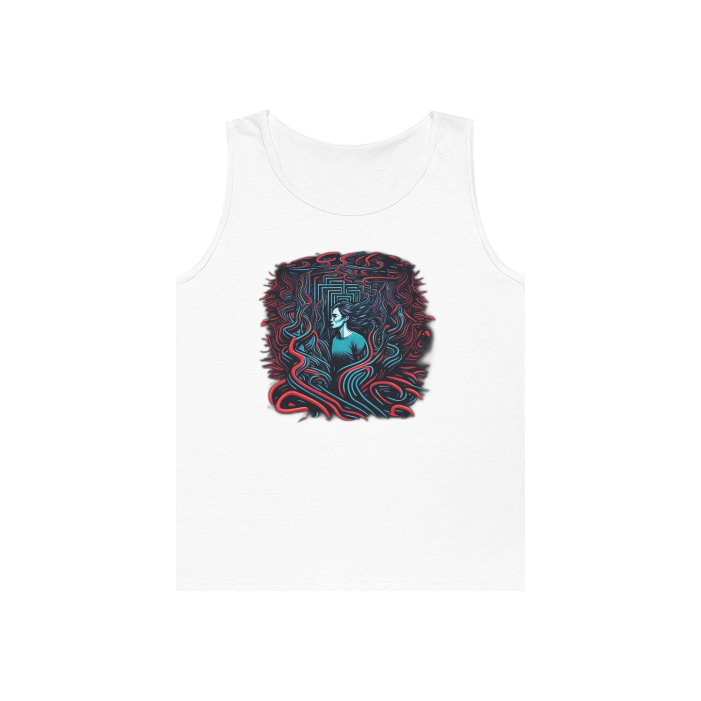 introspective colorful trippy lost in maze Unisex Heavy Cotton Tank Top