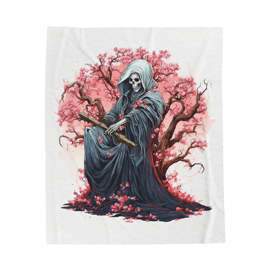 grim reaper cherry blossom Velveteen Plush Blanket