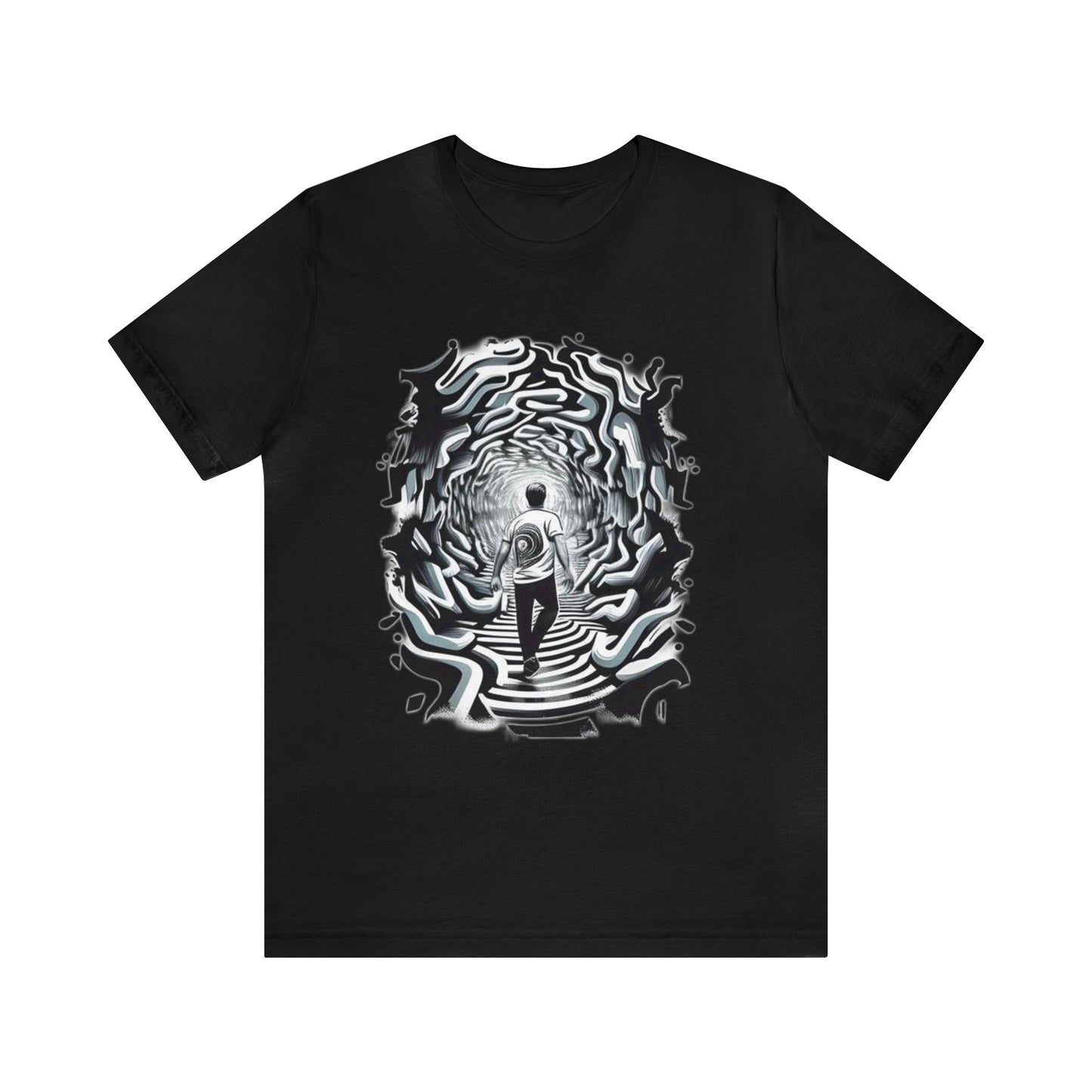 black and white void trippy Unisex Jersey Short Sleeve Tee