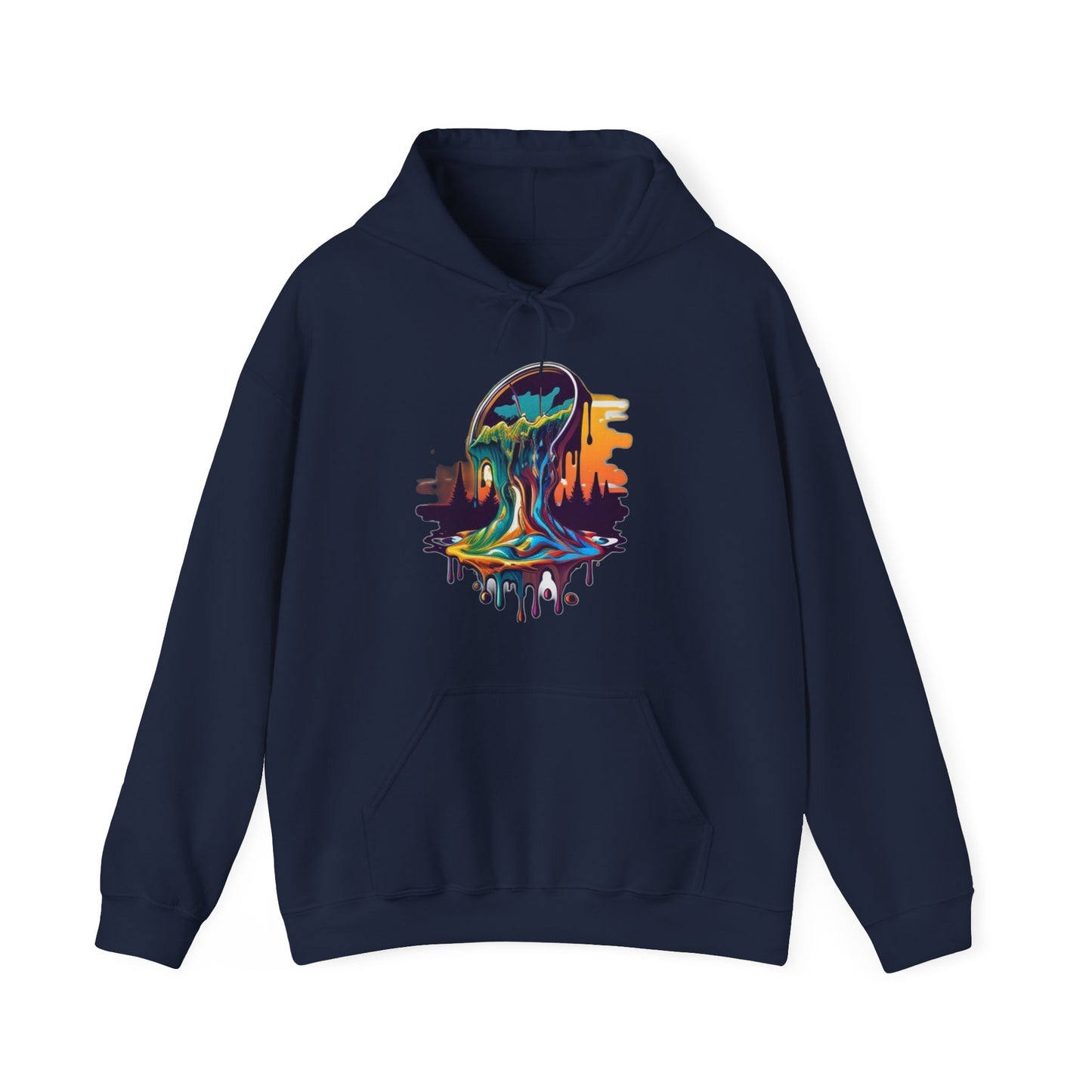 melting clock trippy colorful Unisex Heavy Blend™ Hooded Sweatshirt