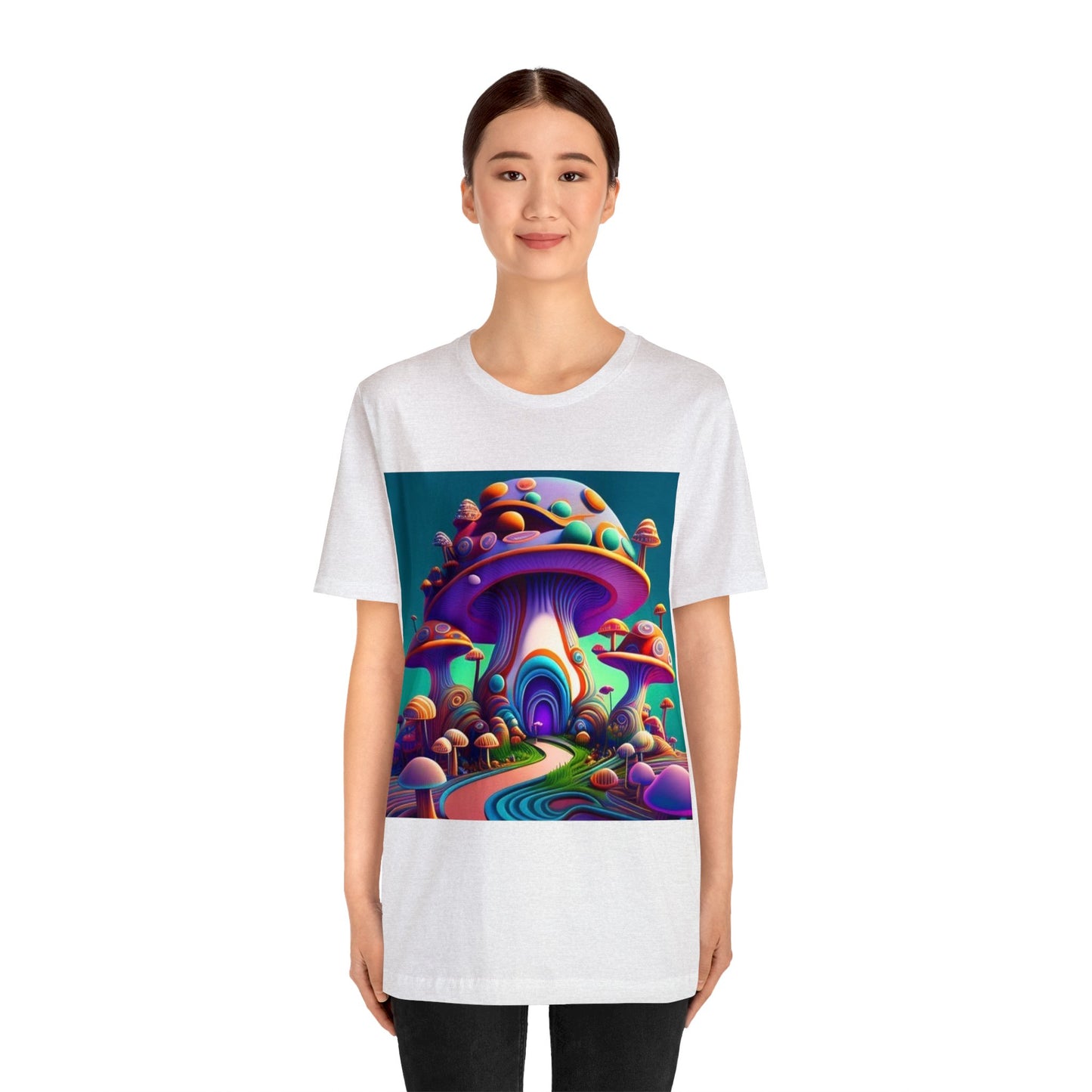 colorful trippy mushroom Unisex Jersey Short Sleeve Tee