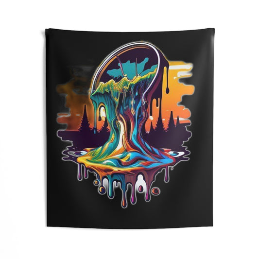 melting clock trippy colorful Indoor Wall Tapestries