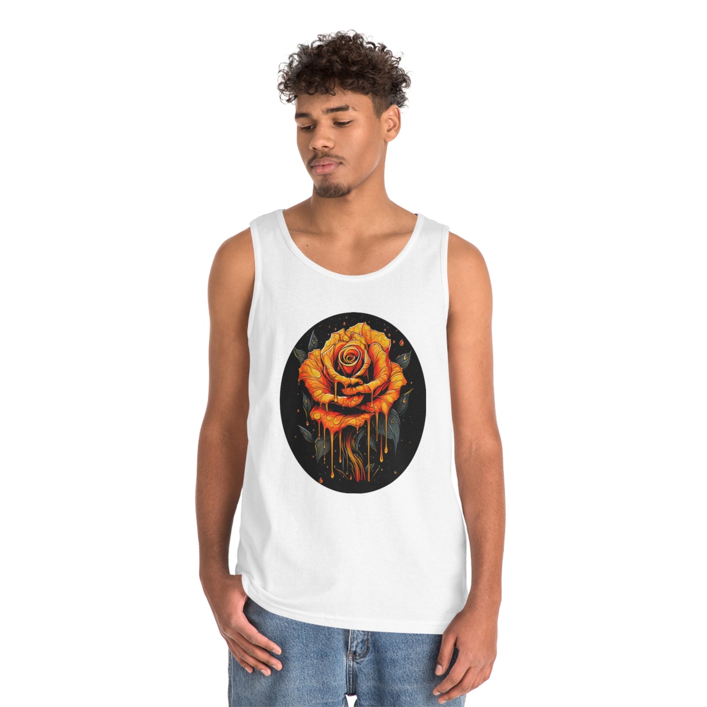 melting orange rose colorful trippy Unisex Heavy Cotton Tank Top