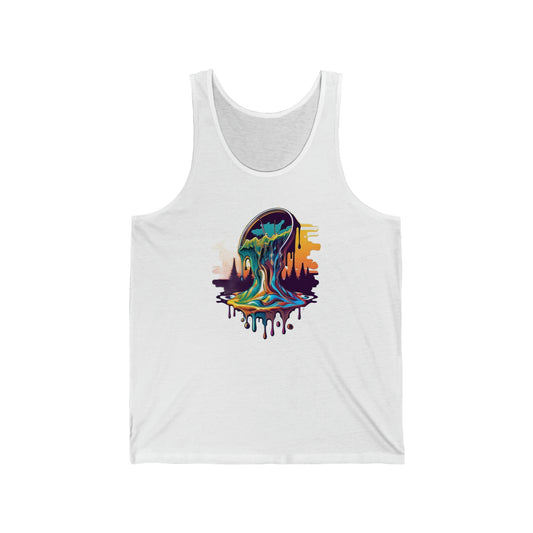 melting clock trippy colorful Unisex Jersey Tank