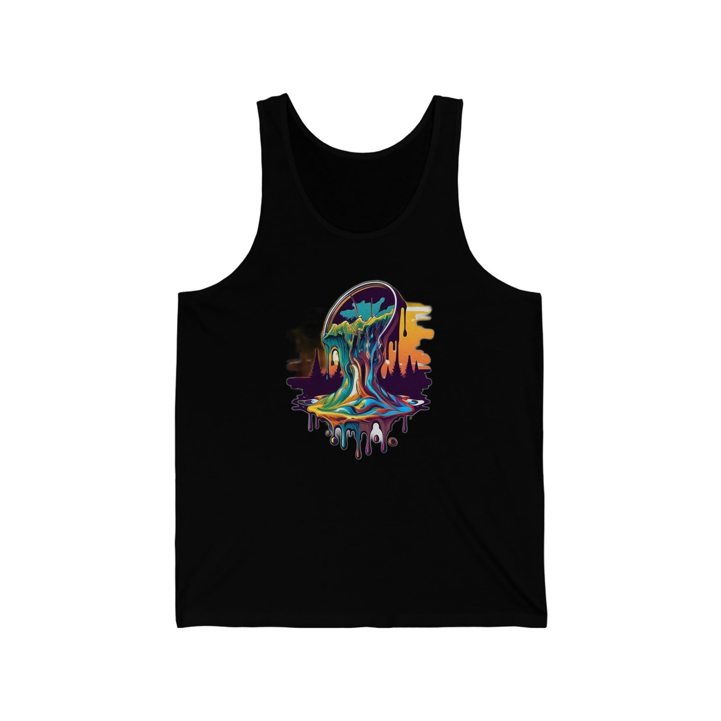 melting clock trippy colorful Unisex Jersey Tank