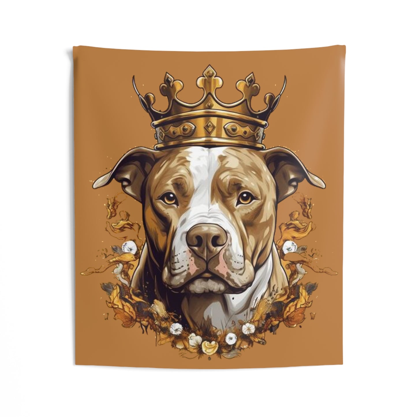 Pitbull dog gold crown Indoor Wall Tapestries