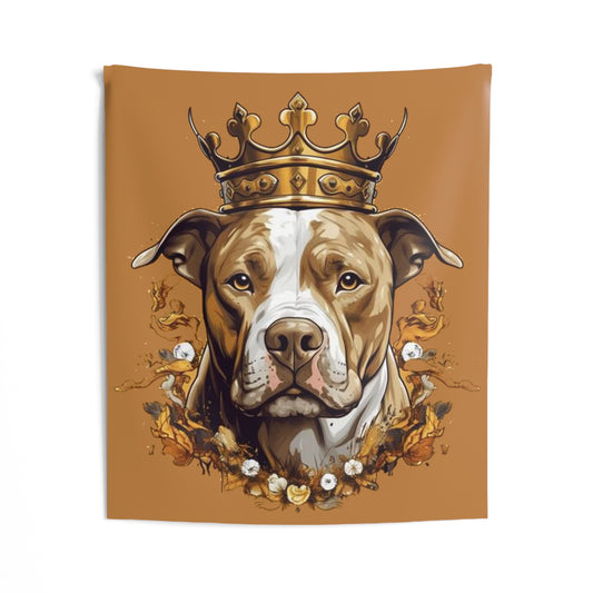 Pitbull dog gold crown Indoor Wall Tapestries